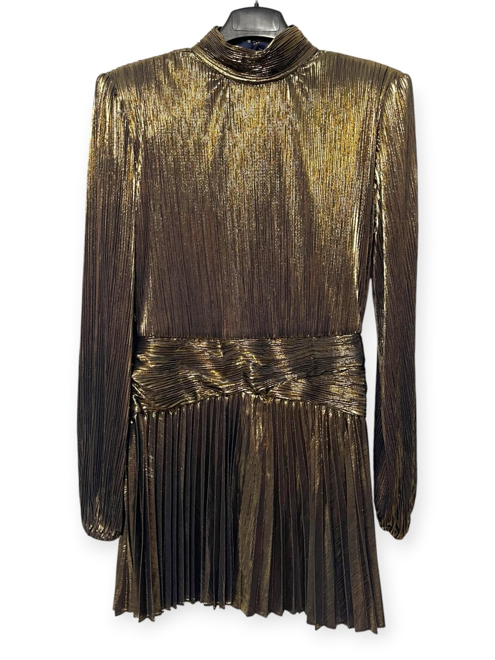NWT RETROFETE Freja Gold Metallic Dress M